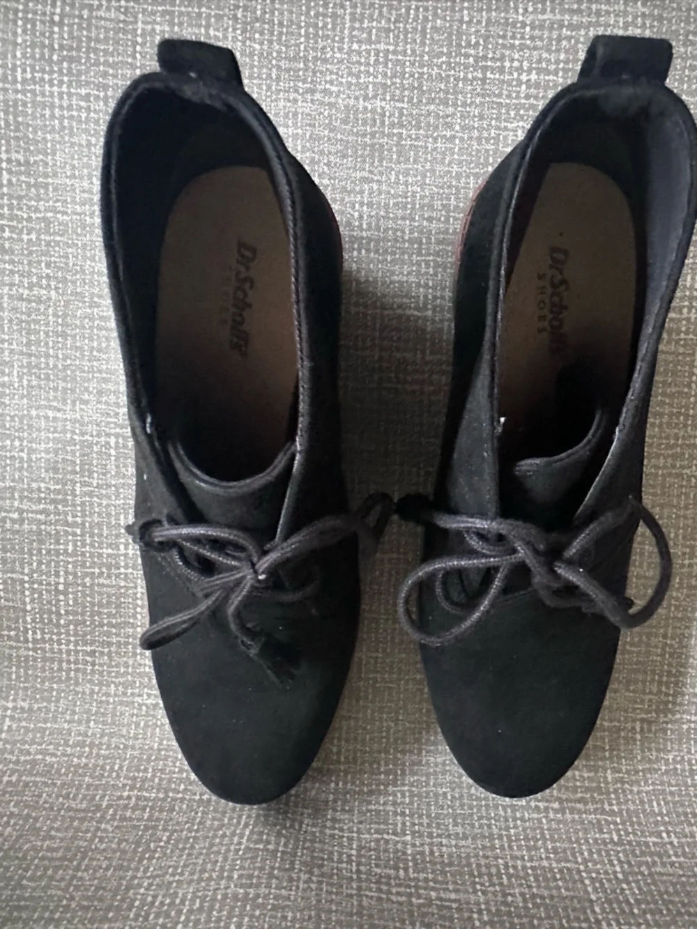 Dr. Scholl’s Women’s Black 3” Wedge Chukka Ankle Boots Lace Up Size 9M